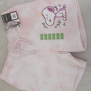 Peanuts Snoopy pink and white die dye shorts Size Large